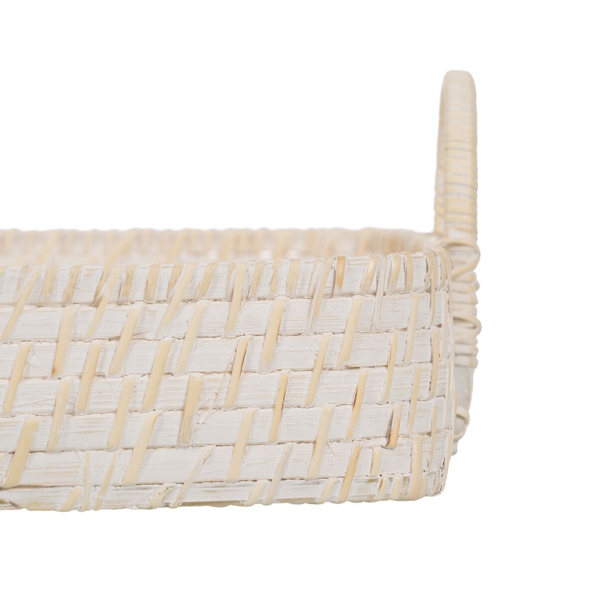 Bricka Vit Bambu Rattan 45 x 34 x 13 cm (2 antal)